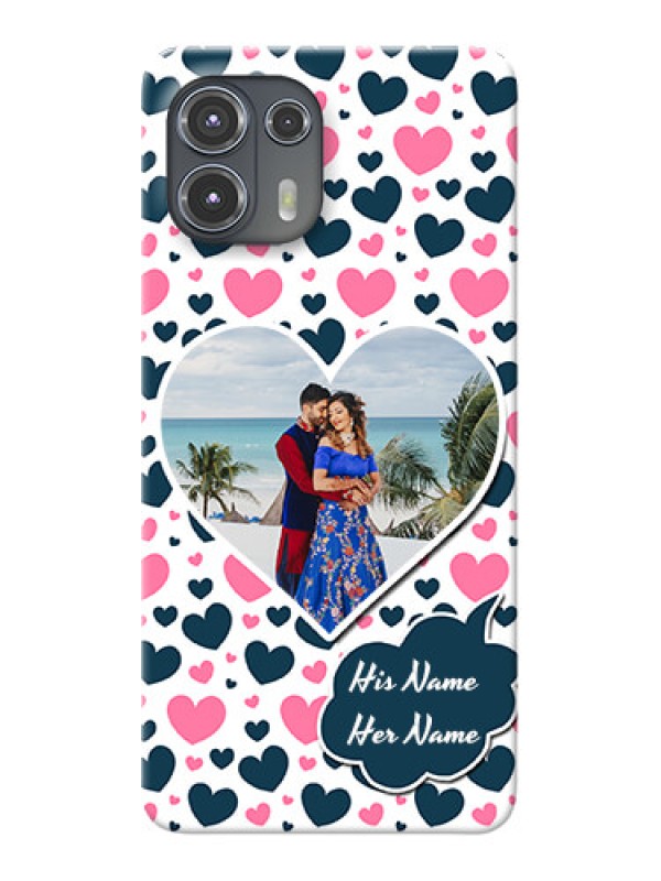Custom Motorola Edge 20 Fusion 5G Mobile Covers Online: Pink & Blue Heart Design