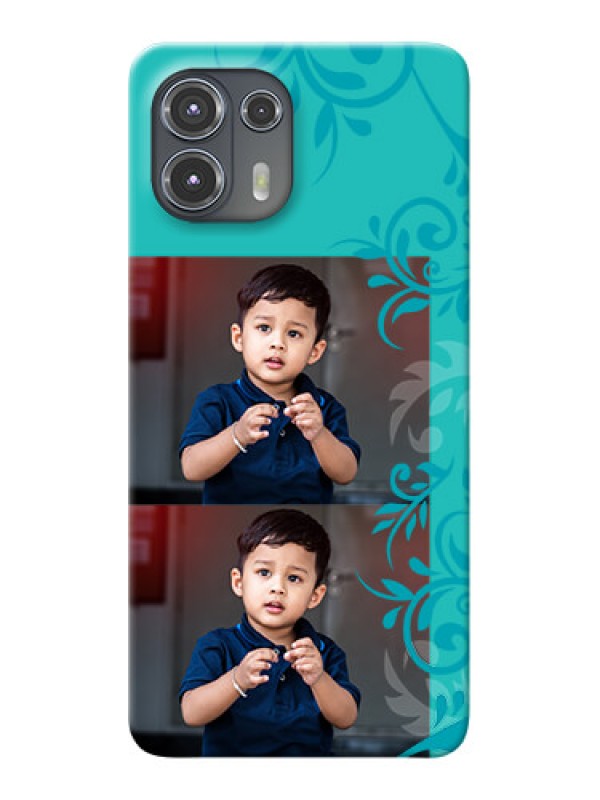 Custom Motorola Edge 20 Fusion 5G Mobile Cases with Photo and Green Floral Design 