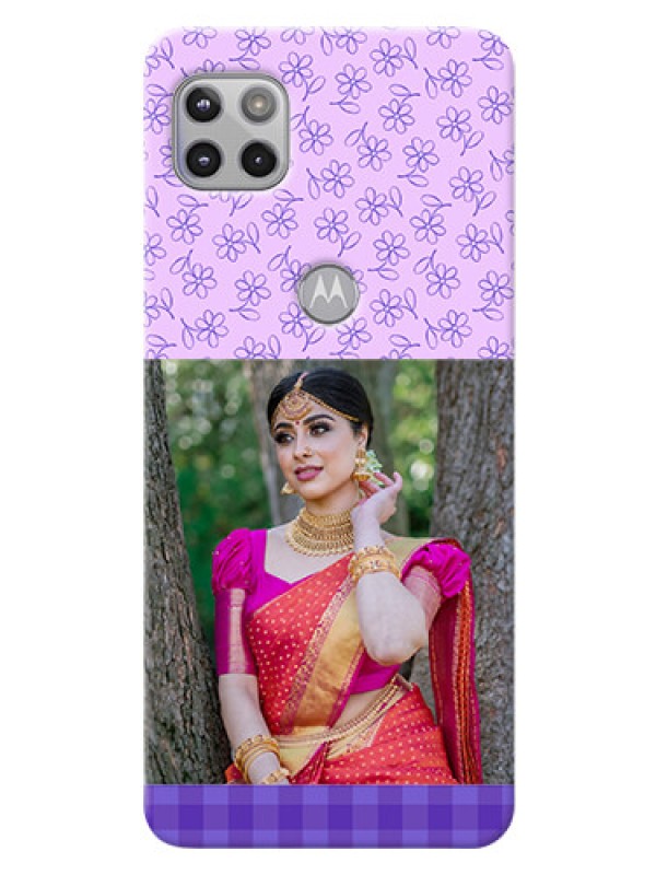 Custom Moto G 5G Mobile Cases: Purple Floral Design