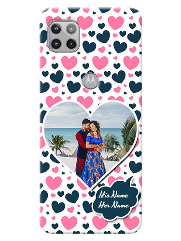 Custom Moto G 5G Mobile Covers Online: Pink & Blue Heart Design