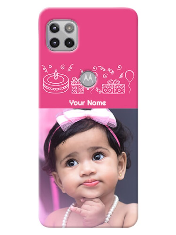Custom Moto G 5G Custom Mobile Cover with Birthday Line Art Design