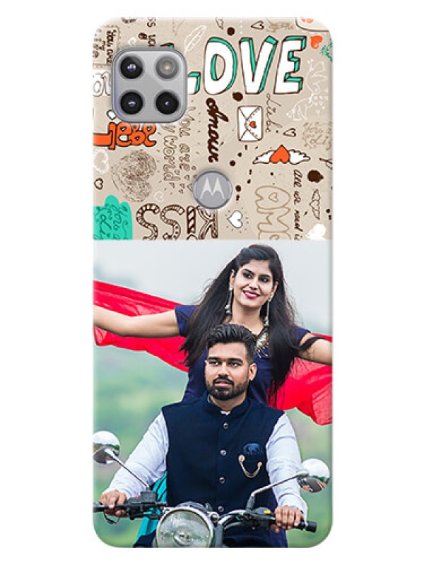 Custom Moto G 5G Personalised mobile covers: Love Doodle Pattern 