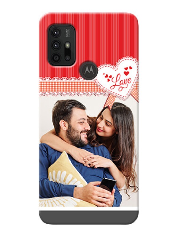 Custom Moto G10 Power phone cases online: Red Love Pattern Design