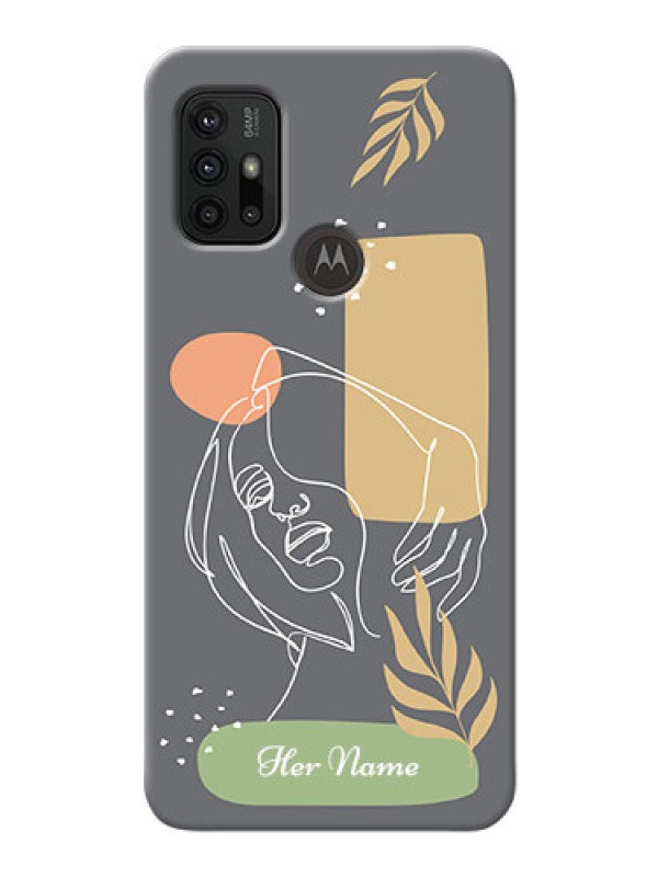 Custom Moto G10 Power Phone Back Covers: Gazing Woman line art Design