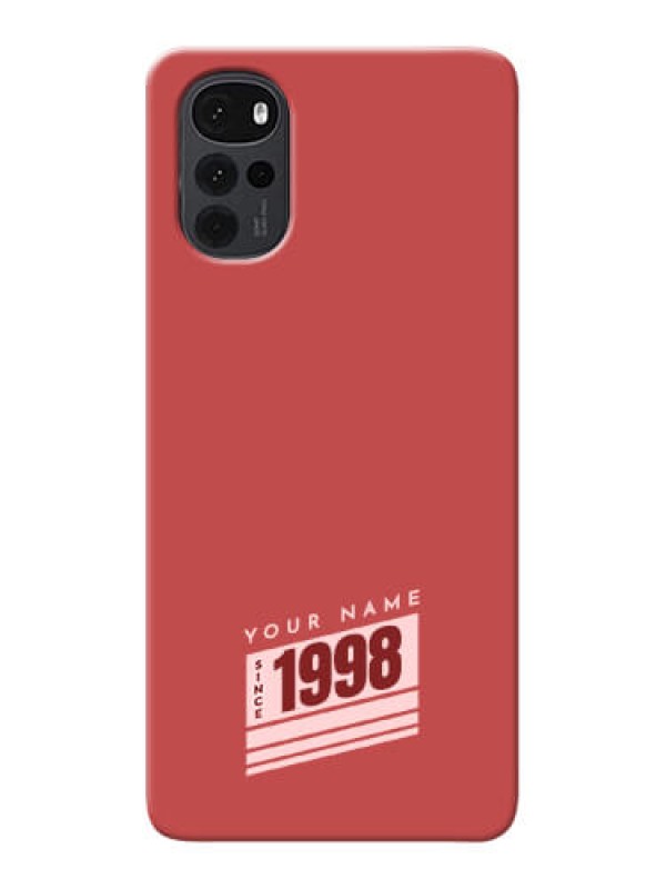 Custom Moto G22 Phone Back Covers: Red custom year of birth Design