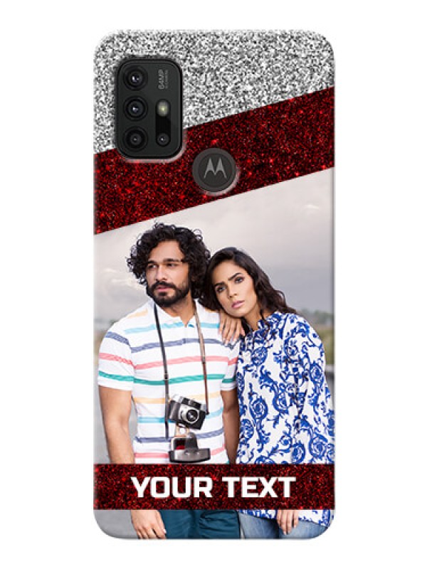 Custom Moto G30 Mobile Cases: Image Holder with Glitter Strip Design