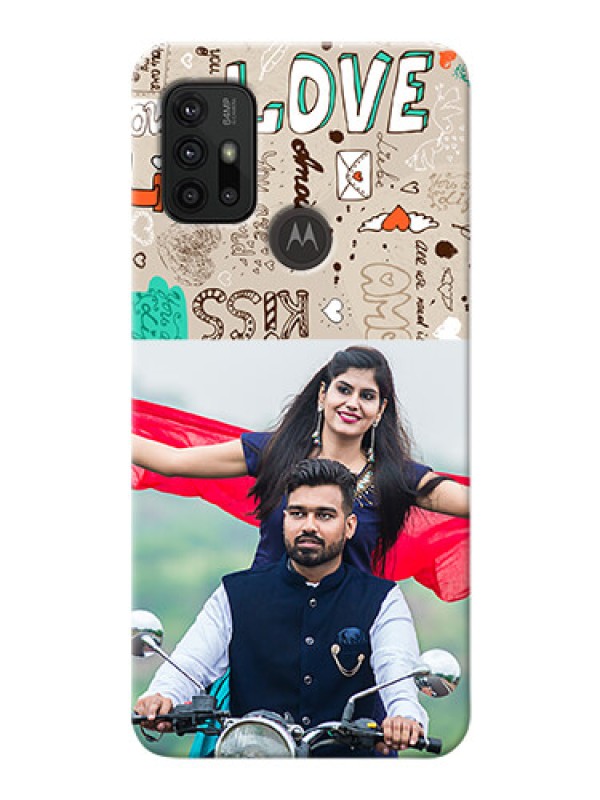 Custom Moto G30 Personalised mobile covers: Love Doodle Pattern 