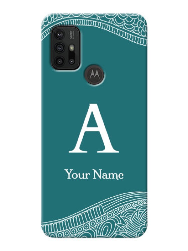 Custom Moto G30 Mobile Back Covers: line art pattern with custom name Design