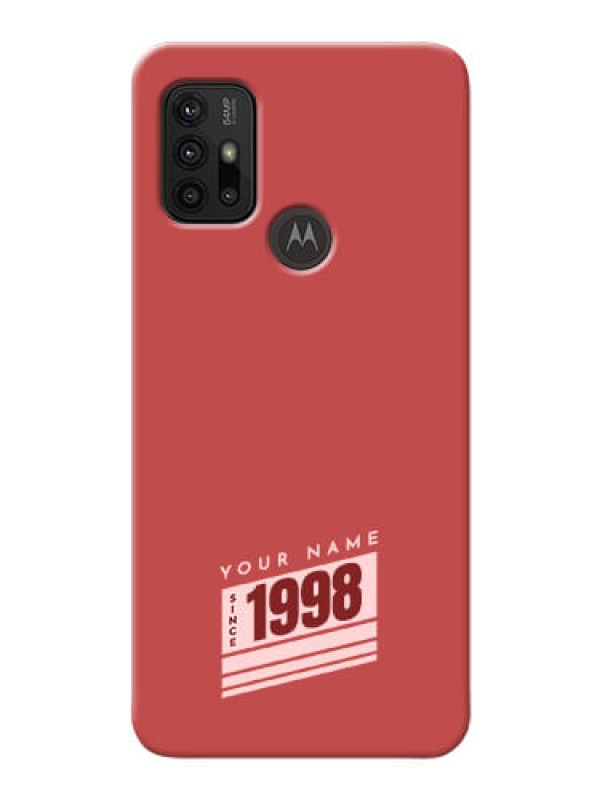 Custom Moto G30 Phone Back Covers: Red custom year of birth Design