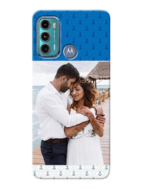 Custom Moto G40 Fusion Mobile Phone Covers: Blue Anchors Design