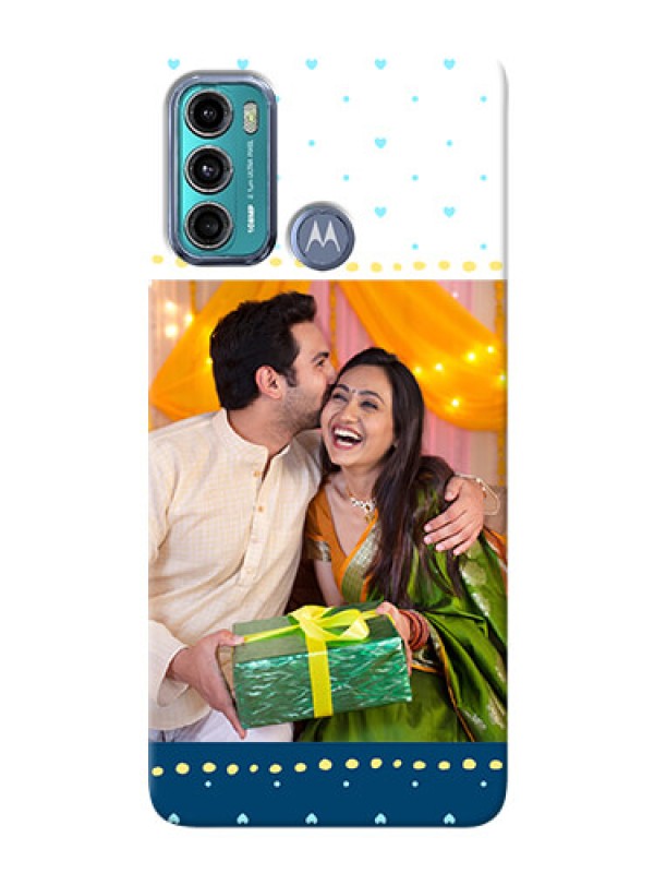 Custom Moto G40 Fusion Phone Covers: White and Blue Abstract Design