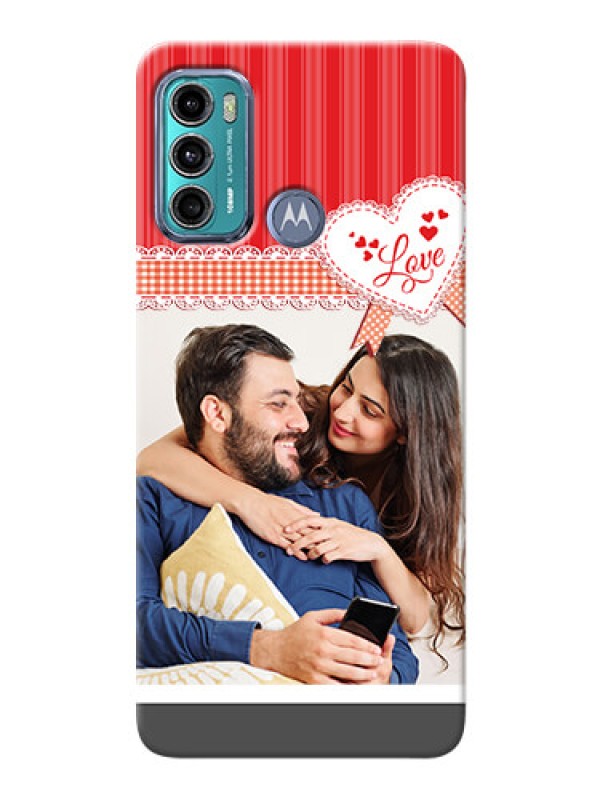 Custom Moto G40 Fusion phone cases online: Red Love Pattern Design
