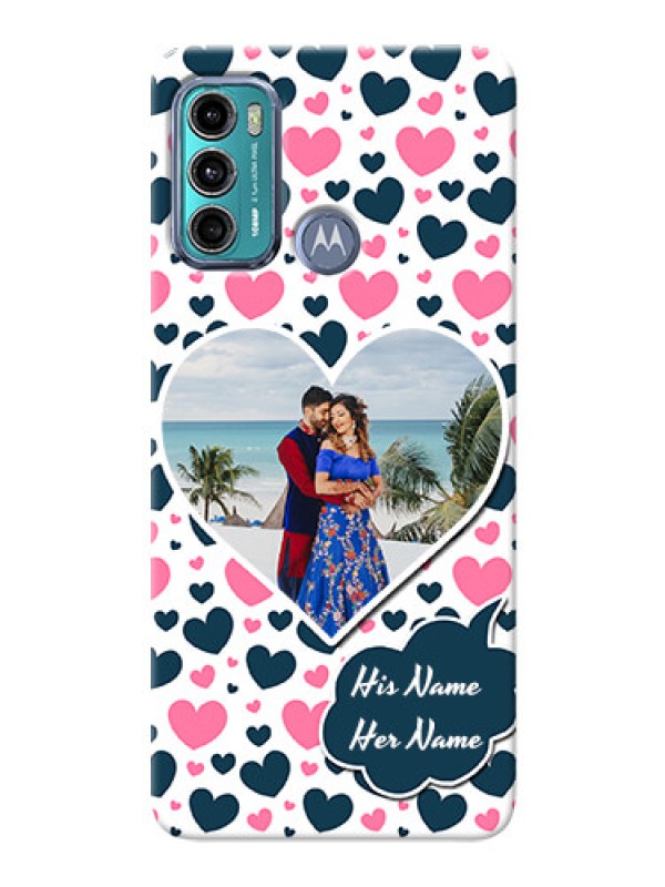 Custom Moto G40 Fusion Mobile Covers Online: Pink & Blue Heart Design