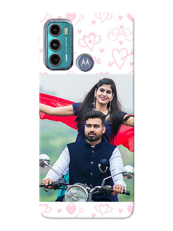 Custom Moto G40 Fusion personalized phone covers: Pink Flying Heart Design
