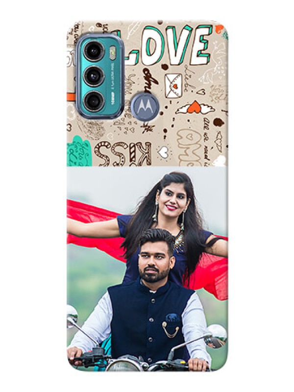 Custom Moto G40 Fusion Personalised mobile covers: Love Doodle Pattern 