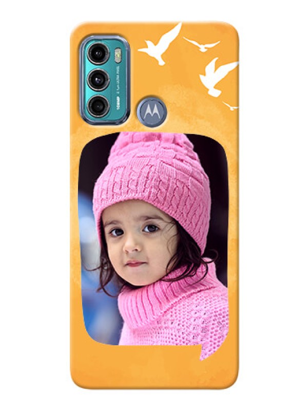 Custom Moto G40 Fusion Phone Covers: Water Color Design with Bird Icons