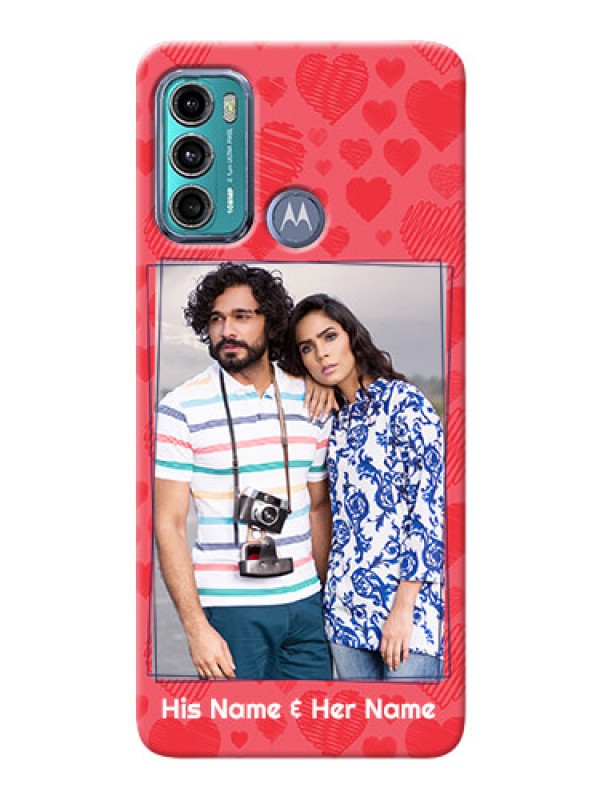 Custom Moto G40 Fusion Mobile Back Covers: with Red Heart Symbols Design