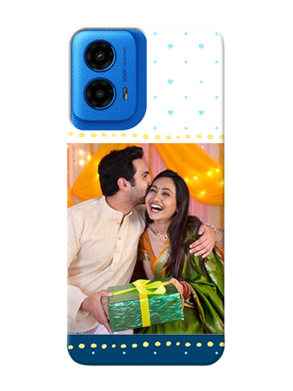 Custom Moto G45 5G Custom Hard Phone Case - White And Blue Abstract Design