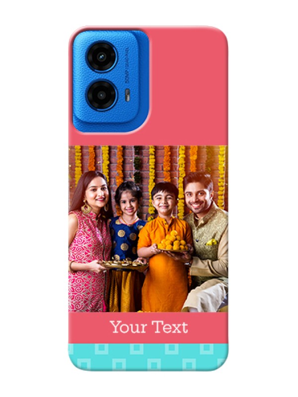 Custom Moto G45 5G Custom Hard Phone Case - Peach & Blue Color Design