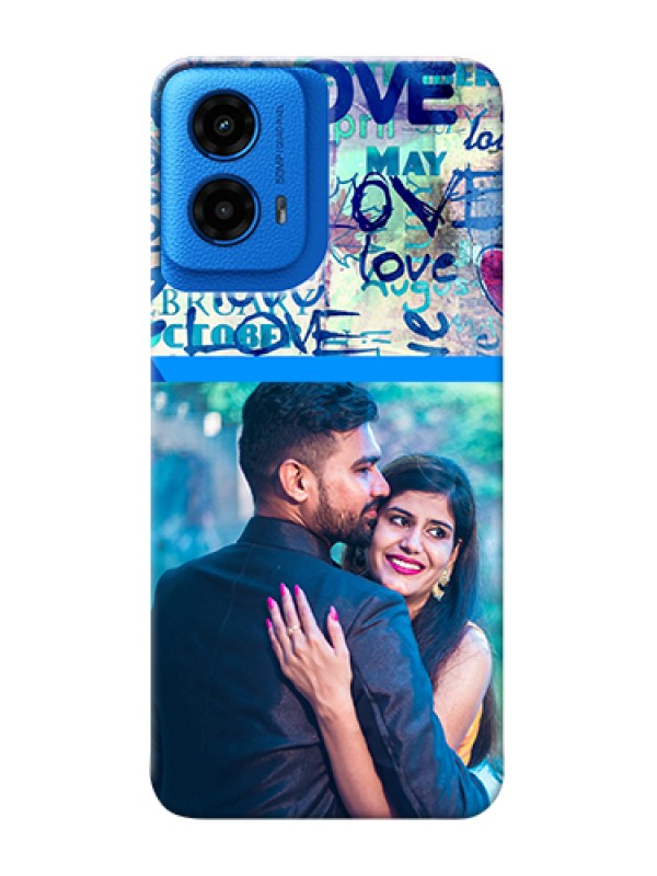Custom Moto G45 5G Custom Hard Phone Case - Colorful Love Design