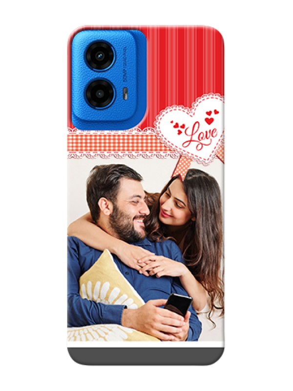 Custom Moto G45 5G Custom Hard Phone Case - Red Love Pattern Design