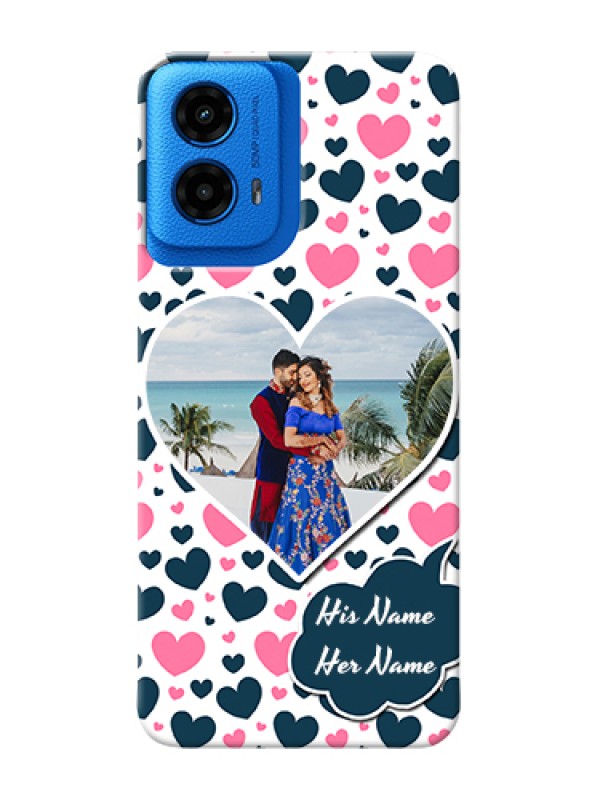 Custom Moto G45 5G Custom Hard Phone Case - Pink & Blue Heart Design