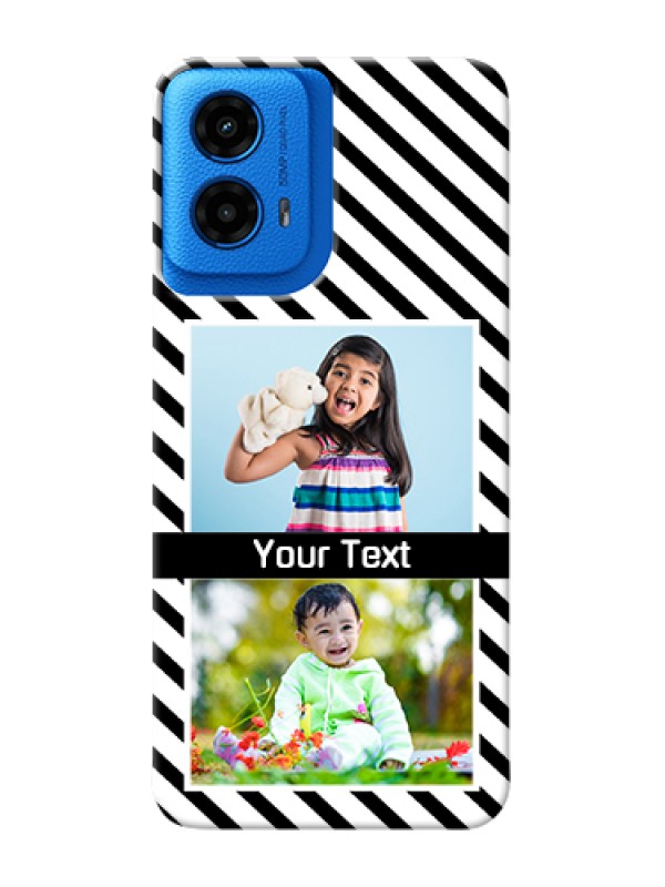 Custom Moto G45 5G Custom Hard Phone Case - Black And White Stripes Design