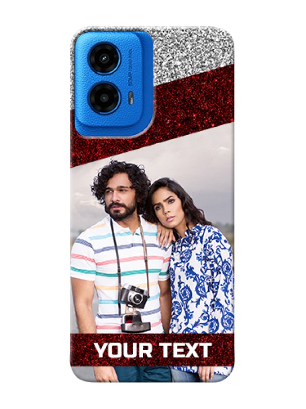 Custom Moto G45 5G Custom Hard Phone Case - Image Holder With Glitter Strip Design