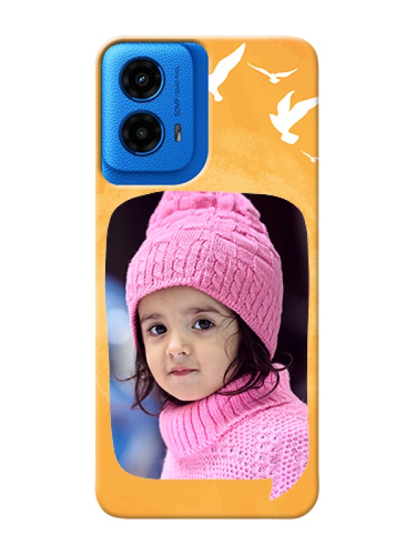 Custom Moto G45 5G Custom Hard Phone Case - Water Color Design With Bird Icons