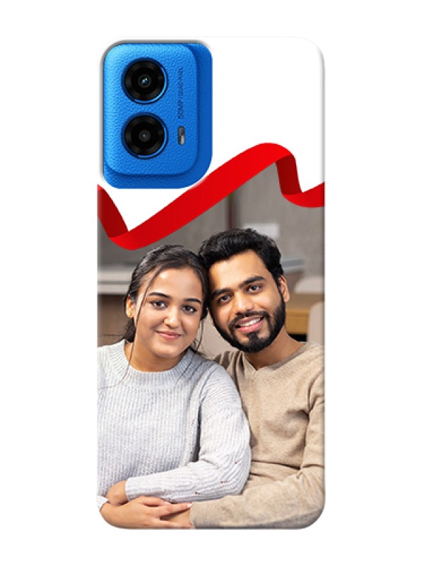 Custom Moto G45 5G Custom Hard Phone Case - Red Ribbon Frame Design