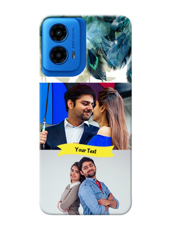 Custom Moto G45 5G Custom Hard Phone Case - Image With Boho Peacock Feather Design