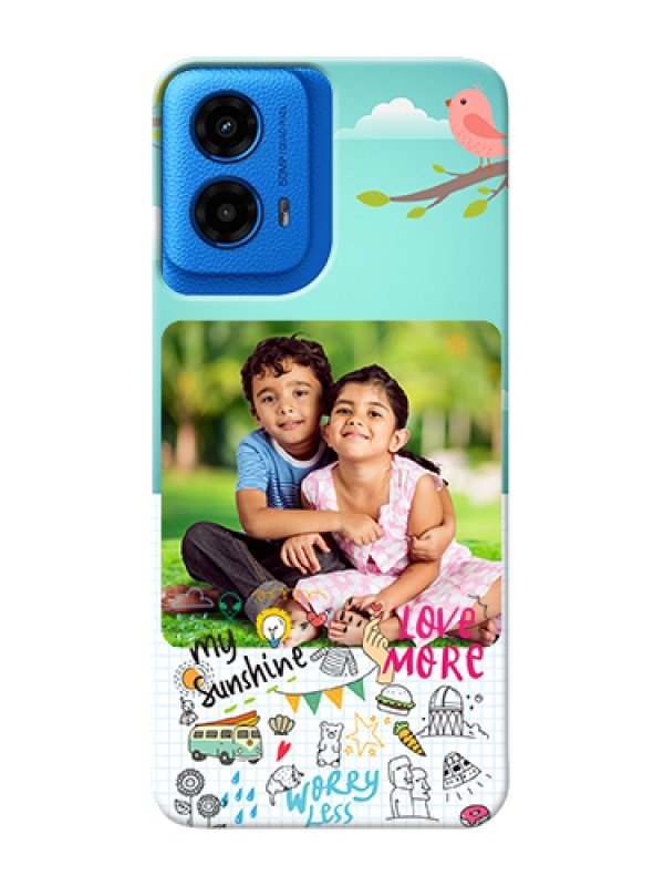 Custom Moto G45 5G Custom Hard Phone Case - Doodle Love Design
