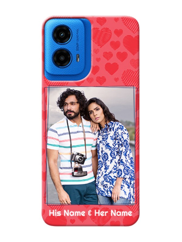 Custom Moto G45 5G Custom Hard Phone Case - With Red Heart Symbols Design