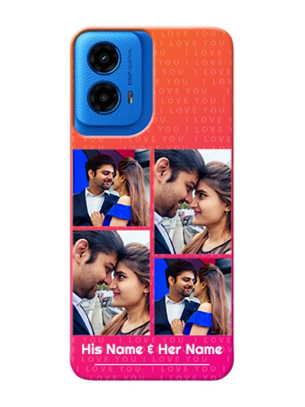 Custom Moto G45 5G Custom Hard Phone Case - I Love You Pink Design