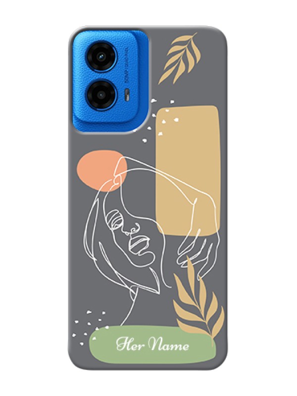 Custom Moto G45 5G Custom Hard Phone Case - Gazing Woman Line Art Design