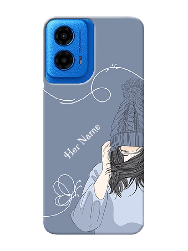 Custom Moto G45 5G Custom Hard Phone Case - Girl In Winter Outfit Design