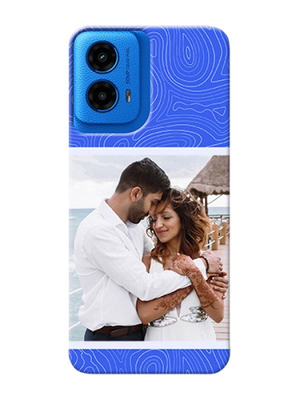 Custom Moto G45 5G Custom Hard Phone Case - Curved Line Art With Blue And White Design