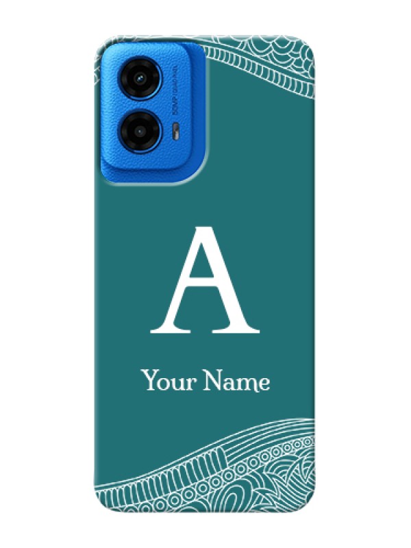 Custom Moto G45 5G Custom Hard Phone Case - Line Art Pattern With Custom Name Design