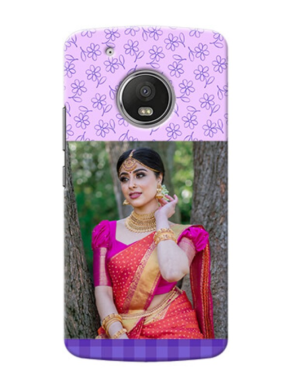 Custom Motorola Moto G5 Plus Floral Design Purple Pattern Mobile Cover Design