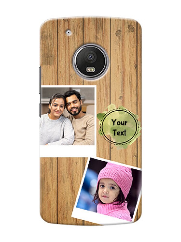 Custom Motorola Moto G5 Plus 3 image holder with wooden texture  Design