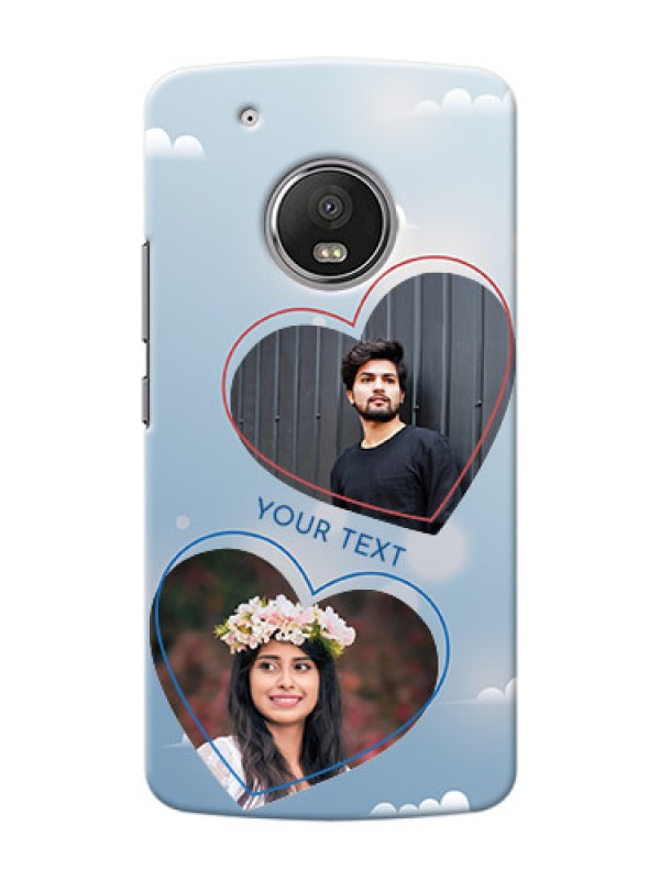 Custom Motorola Moto G5 Plus couple heart frames with sky backdrop Design