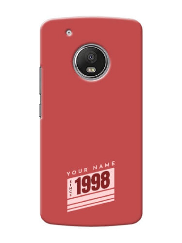 Custom Moto G5 Plus Phone Back Covers: Red custom year of birth Design