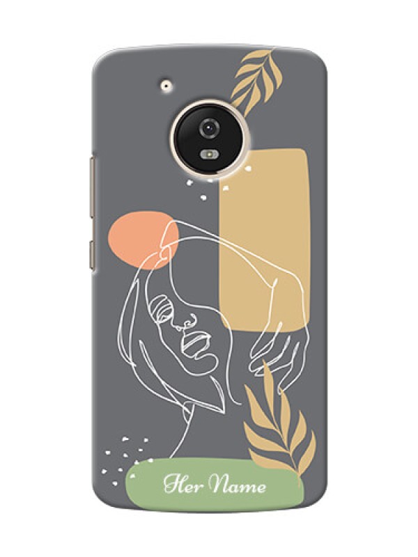 Custom Moto G5 Phone Back Covers: Gazing Woman line art Design