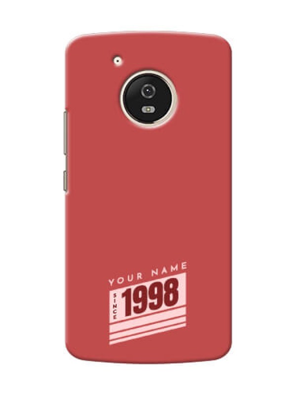 Custom Moto G5 Phone Back Covers: Red custom year of birth Design