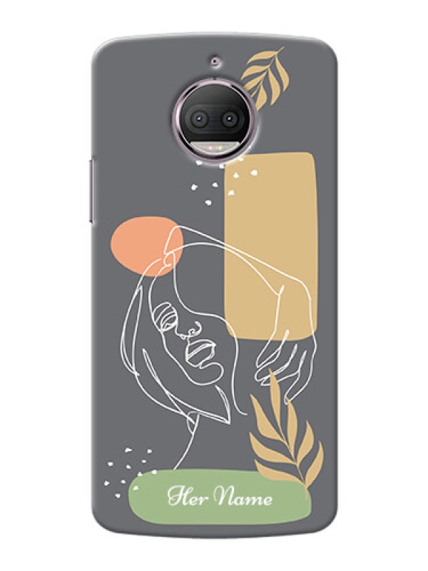 Custom Moto G5S Plus Phone Back Covers: Gazing Woman line art Design
