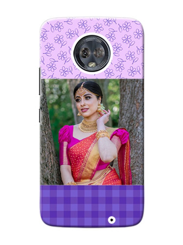 Custom Motorola Moto G6 Plus Floral Design Purple Pattern Mobile Cover Design