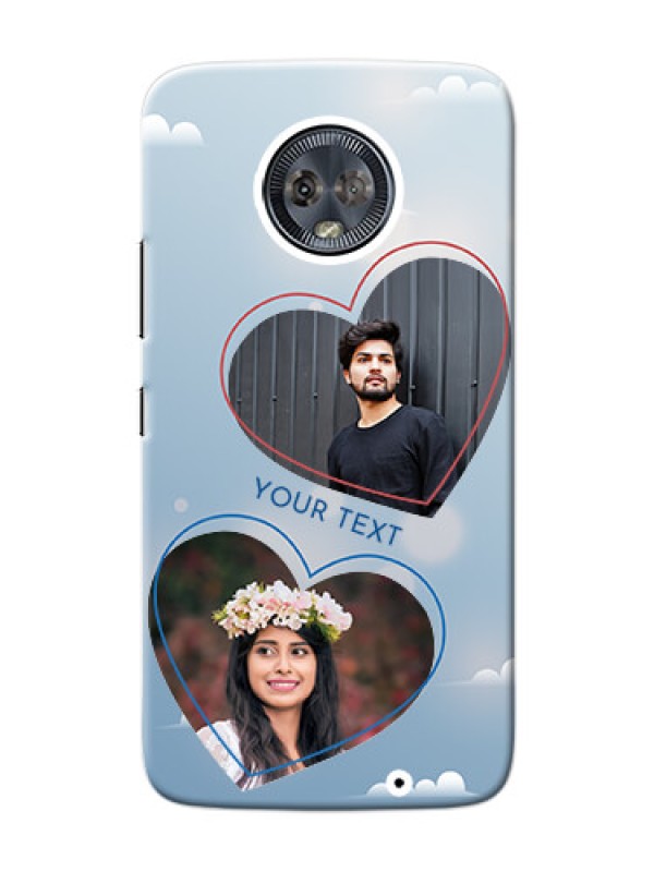 Custom Motorola Moto G6 Plus couple heart frames with sky backdrop Design