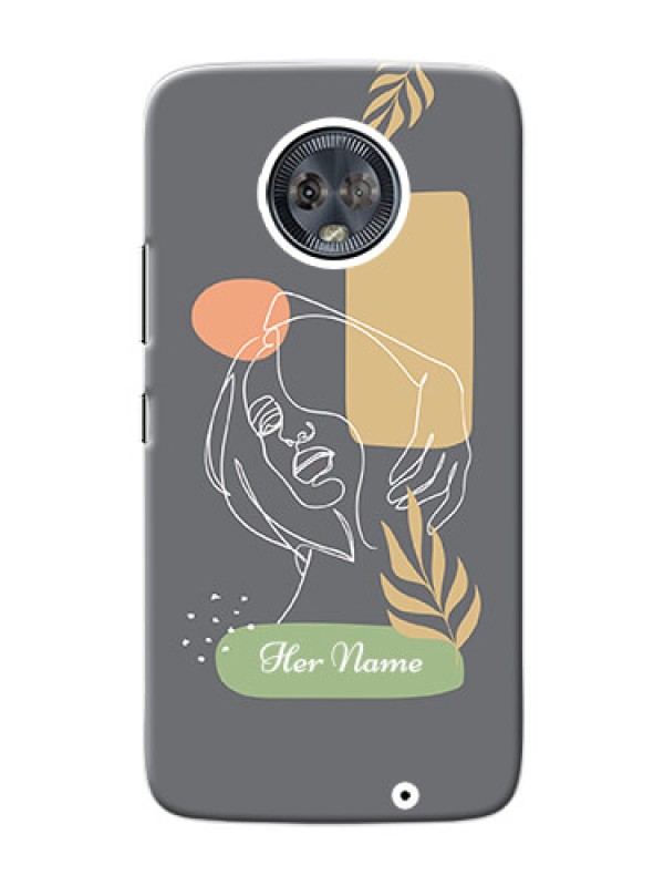 Custom Moto G6 Plus Phone Back Covers: Gazing Woman line art Design