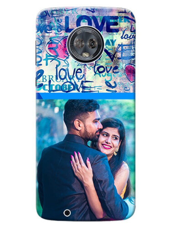 Custom Motorola Moto G6 Colourful Love Patterns Mobile Case Design