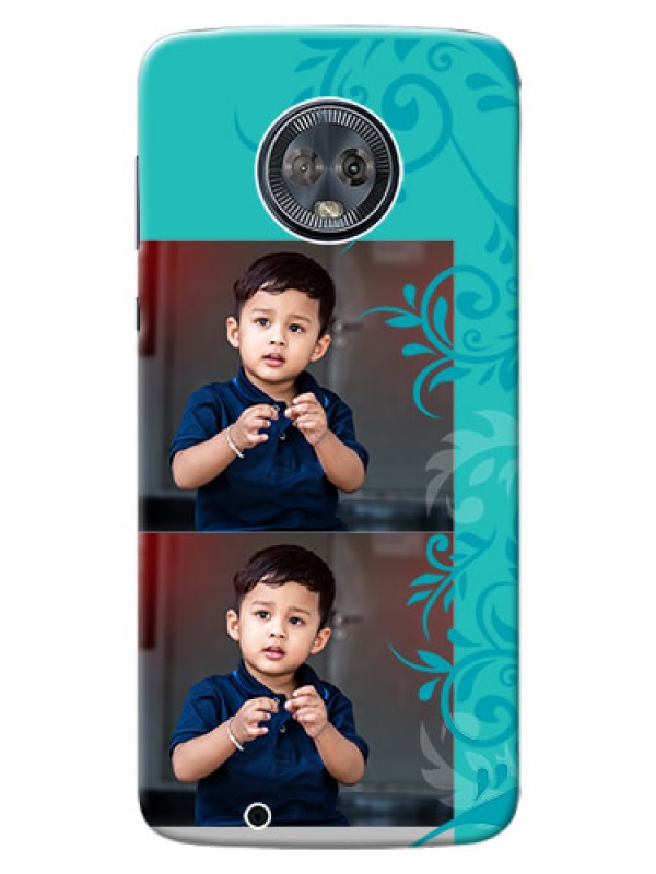 Custom Motorola Moto G6 3 image holder with plain floral Design